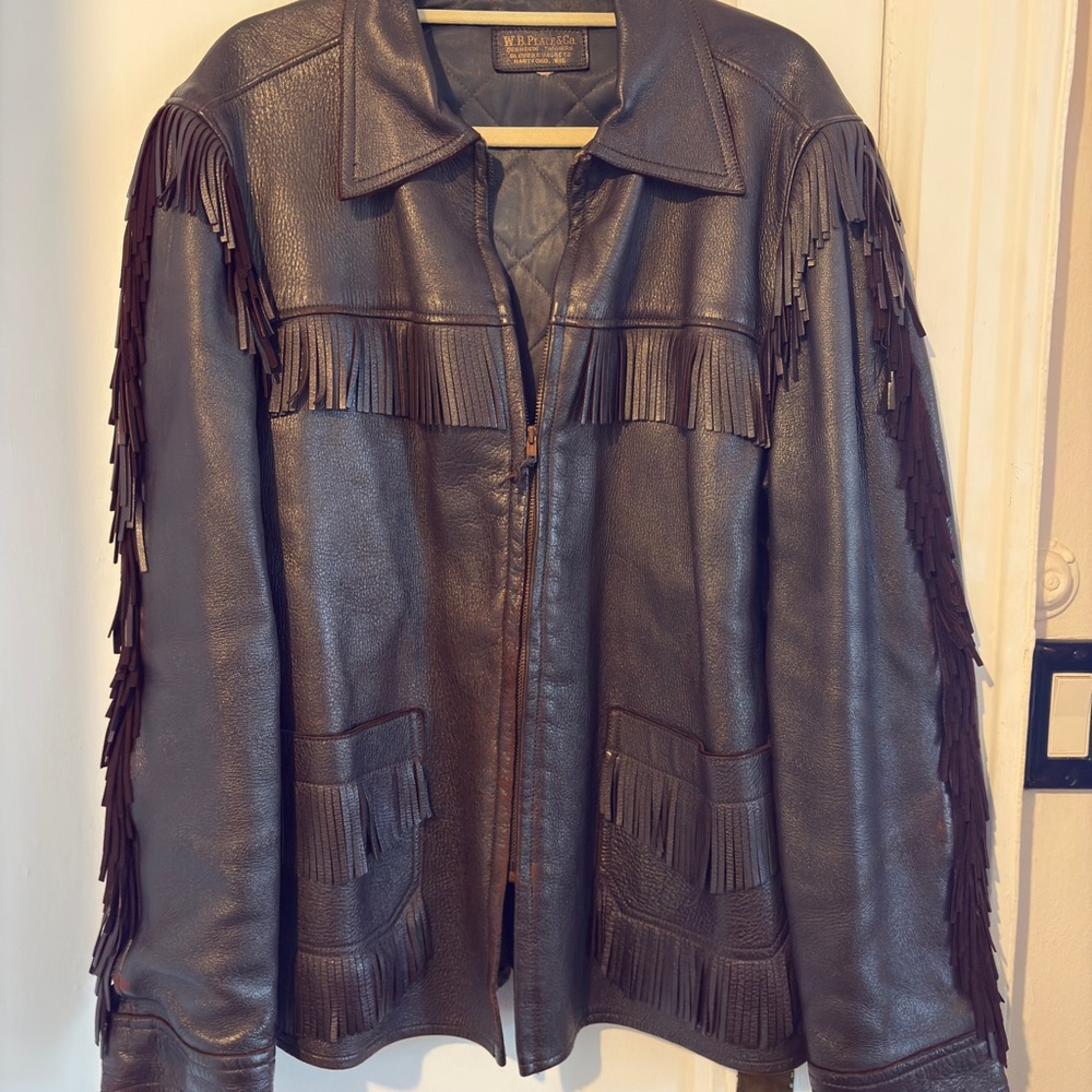 Fringed Leather Jacket - Dark Brown - image 1
